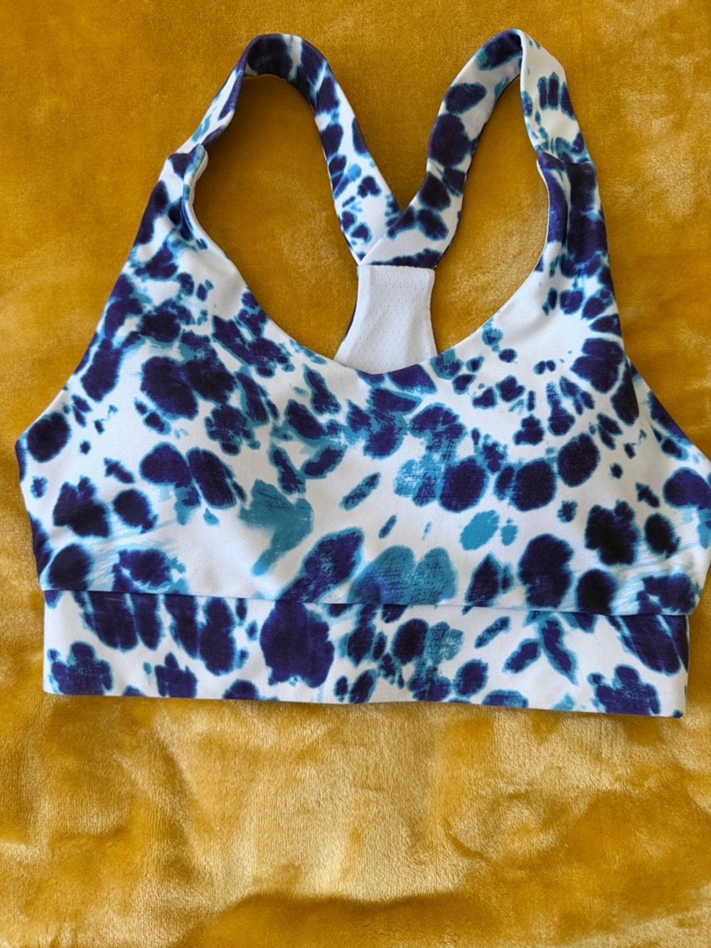 Kyodan Blue Teal Abstract Leopard/tiedye Print Sports Bra